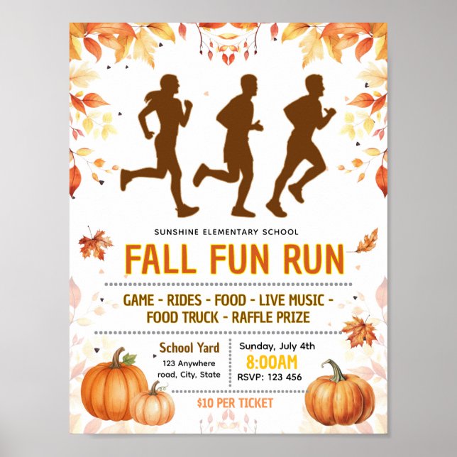 Bearbeitbarer Herbst-Marathon-Spendenflyer Poster (Vorne)