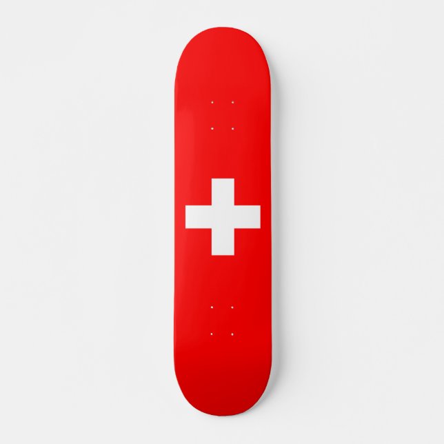 Bearbeitbarer Hintergrund: Die Flagge der Schweiz Skateboard (Vorne)