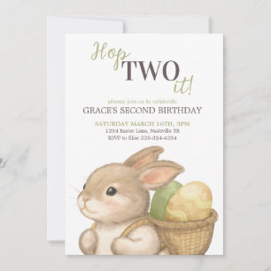 Bearbeitbarer Hop Two It Ostern 2. Geburtstag Hase Einladung