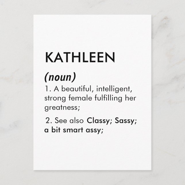 Bearbeitbarer Kathleen-Name Definition, benutzerde Postkarte (Vorderseite)