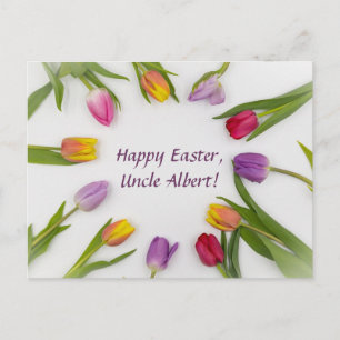 Bearbeitbarer Kreis aus Tulpen Ostergruß Postkarte