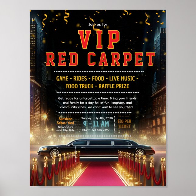 Bearbeitbarer Limo roter Teppich Flyer Poster (Vorne)