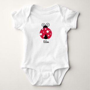 Bearbeitbarer Marienkäfer-Name Baby Strampler