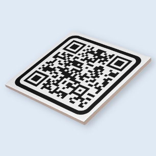 Bearbeitbarer moderner QR-Code Schwarz Weiß oder Fliese