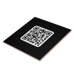 Bearbeitbarer moderner QR-Code Schwarz Weiß oder Fliese