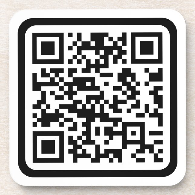 Bearbeitbarer moderner QR-Code | Schwarz Weiß oder Getränkeuntersetzer (Vorderseite)