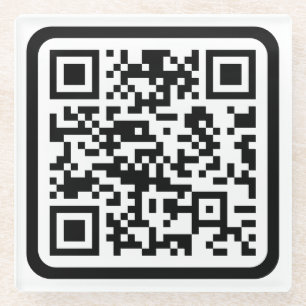 Bearbeitbarer moderner QR-Code Schwarz Weiß oder Glasuntersetzer
