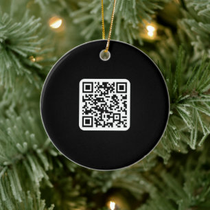 Bearbeitbarer moderner QR-Code   Schwarz Weiß oder Keramik Ornament