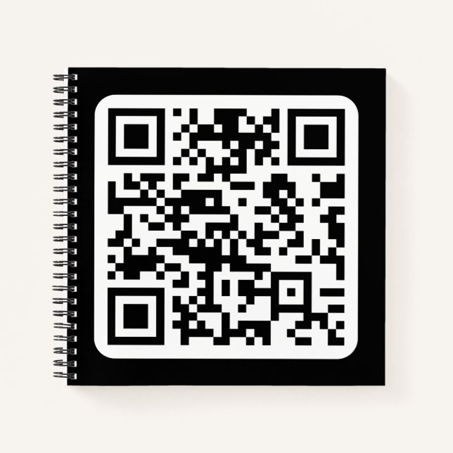Bearbeitbarer moderner QR-Code | Schwarz Weiß oder Notizbuch (Vorderseite)