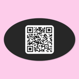 Bearbeitbarer moderner QR-Code Schwarz Weiß oder Ovaler Aufkleber