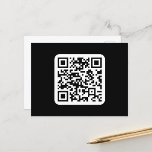Bearbeitbarer moderner QR-Code Schwarz Weiß oder Postkarte