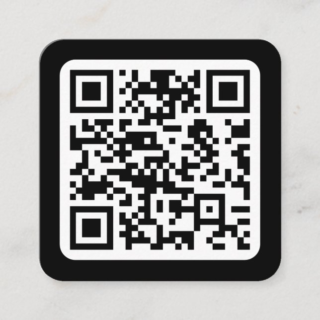 Bearbeitbarer moderner QR-Code | Schwarz Weiß oder Quadratische Visitenkarte (Vorderseite)