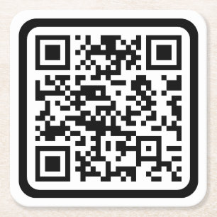 Bearbeitbarer moderner QR-Code Schwarz Weiß oder Rechteckiger Pappuntersetzer