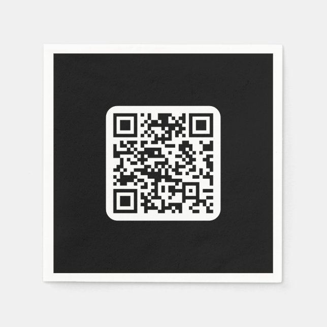 Bearbeitbarer moderner QR-Code | Schwarz Weiß oder Serviette (Vorderseite)