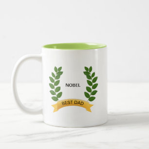 Bearbeitbarer Name des besten Vaters & Lorbeerblät Zweifarbige Tasse