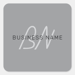 Bearbeitbarer Name oder Gruß | Schwarz & Dunkelgra Quadratischer Aufkleber