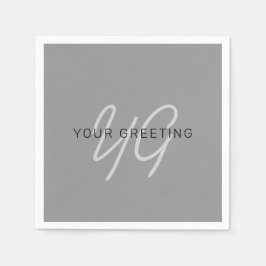 Bearbeitbarer Name oder Gruß | Schwarz & Dunkelgra Serviette