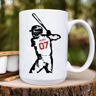 Bearbeitbarer Name und Trikotnummer Baseball Gebur Kaffeetasse