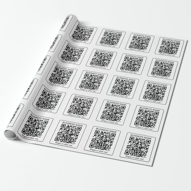 Bearbeitbarer QR-Code für Scanner + Ihr Firmenname Geschenkpapier (Ungerollt)