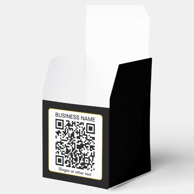 Bearbeitbarer QR-Code für Scanner + Ihr Firmenname Geschenkschachtel (Geöffnet)