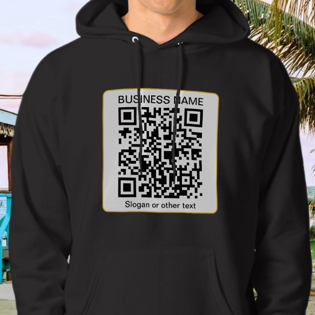 Bearbeitbarer QR-Code für Scanner + Ihr Firmenname Hoodie (Von Creator hochgeladen)
