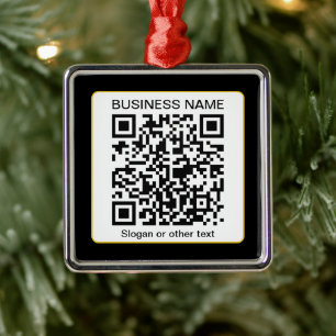 Bearbeitbarer QR-Code für Scanner + Ihr Firmenname Ornament Aus Metall