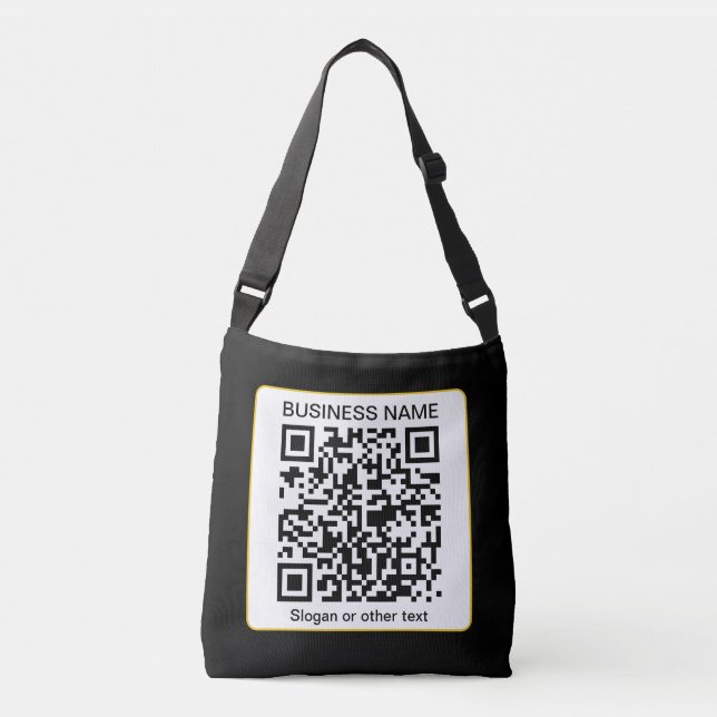 Bearbeitbarer QR-Code für Scanner + Ihr Firmenname Tragetaschen Mit Langen Trägern (Vorderseite)