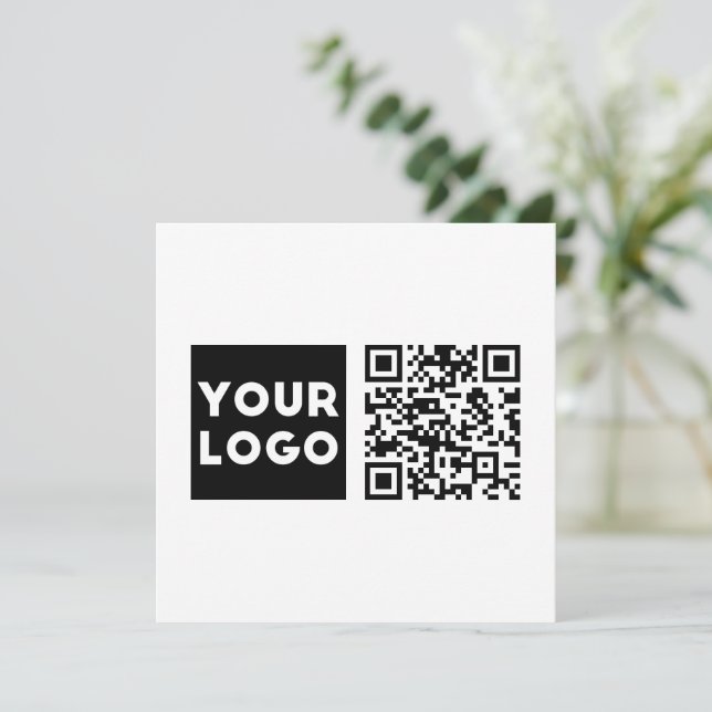 Bearbeitbarer QR-Code & Ihr Firmenlogo oder Bild Dankeskarte (Stehend Vorderseite)