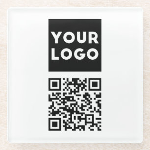 Bearbeitbarer QR-Code & Ihr Firmenlogo oder Bild Glasuntersetzer