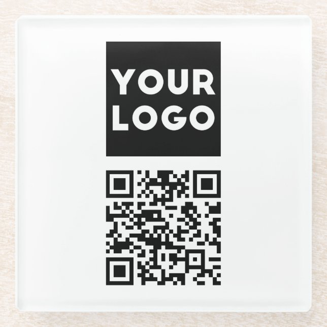 Bearbeitbarer QR-Code & Ihr Firmenlogo oder Bild Glasuntersetzer (Vorderseite)