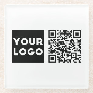 Bearbeitbarer QR-Code & Ihr Firmenlogo oder Bild Glasuntersetzer