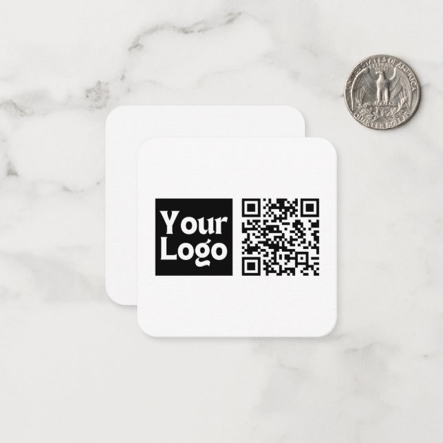 Bearbeitbarer QR-Code & Ihr Firmenlogo oder Bild Mitteilungskarte (Vorderseite/Rückseite Beispiel)