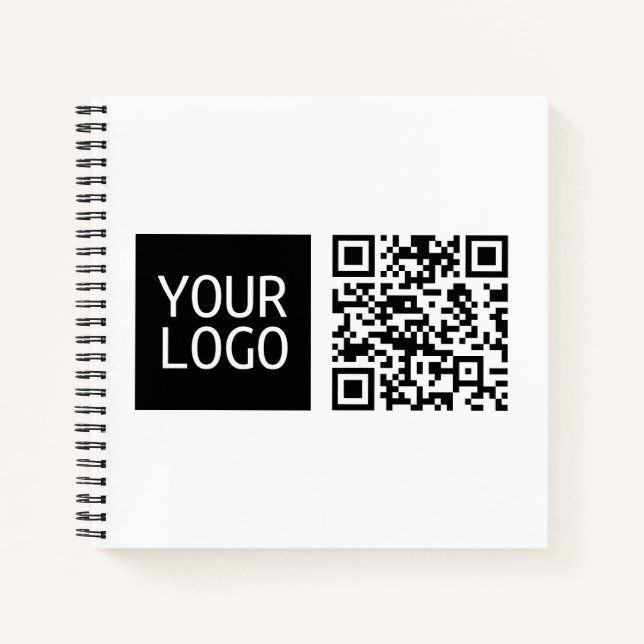 Bearbeitbarer QR-Code & Ihr Firmenlogo oder Bild Notizbuch (Vorderseite)
