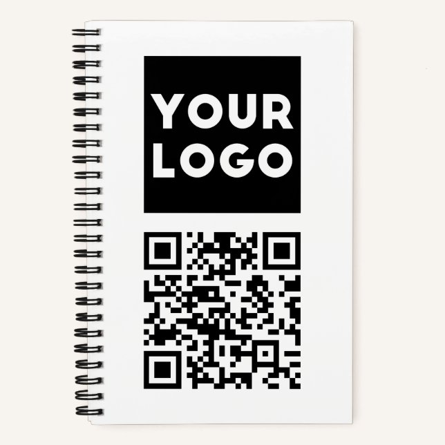 Bearbeitbarer QR-Code & Ihr Firmenlogo oder Bild Notizbuch (Vorderseite)