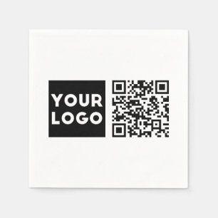Bearbeitbarer QR-Code & Ihr Firmenlogo oder Bild Serviette