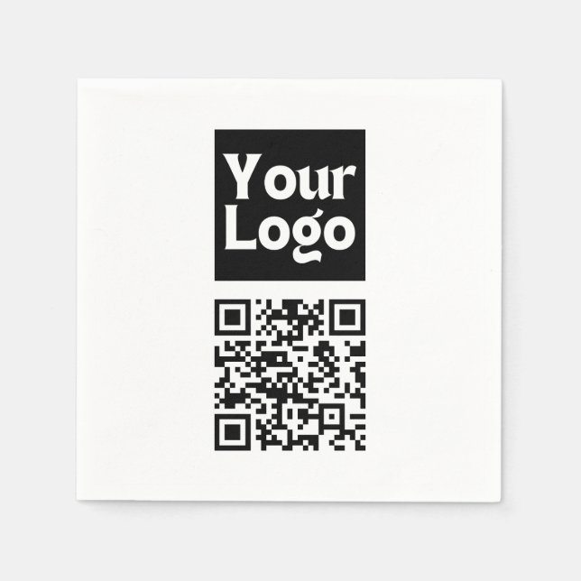 Bearbeitbarer QR-Code & Ihr Firmenlogo oder Bild Serviette (Vorderseite)
