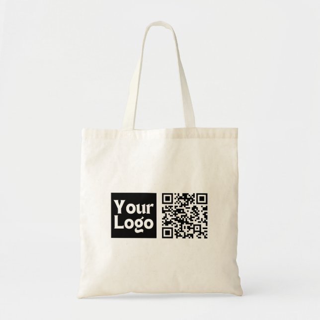 Bearbeitbarer QR-Code & Ihr Firmenlogo oder Bild Tragetasche (Vorne)
