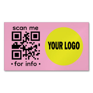 Bearbeitbarer QR-Code-Logo Moderne Rosa individuel Magnetische Visitenkarte