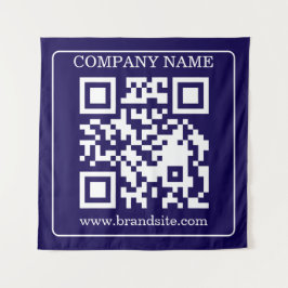 Bearbeitbarer QR-Code Navy Blau Moderne Branding-A Wandteppich