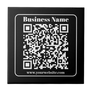 Bearbeitbarer QR-Code Schwarz & Weiß Retro Moderne Fliese