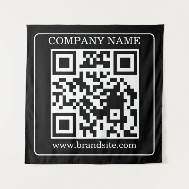 Bearbeitbarer QR-Code Schwarz Weiß Retro Moderne G Wandteppich (Vorderseite)