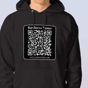 Bearbeitbarer QR-Code Schwarz & Weiß Retro Moderne Hoodie