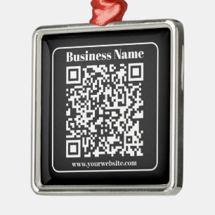 Bearbeitbarer QR-Code Schwarz & Weiß Retro Moderne Ornament Aus Metall