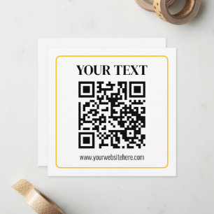 Bearbeitbarer QR-Code & Text mit gelber Goldumrand Mitteilungskarte