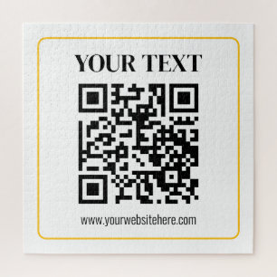 Bearbeitbarer QR-Code & Text mit gelber Goldumrand Puzzle