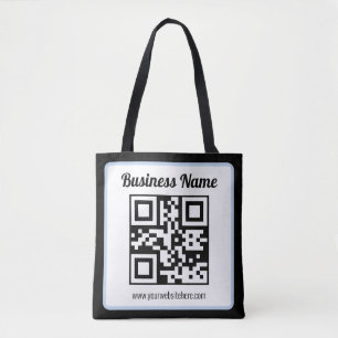 Bearbeitbarer QR-Code & Text mit hellblauem Rand
