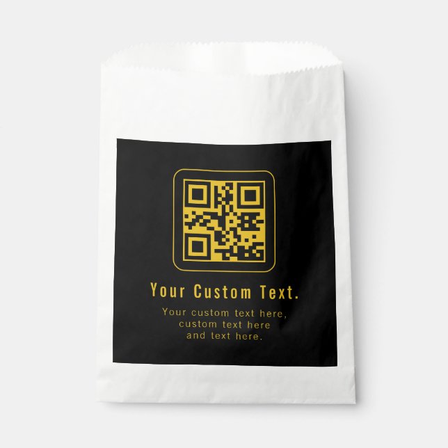 Bearbeitbarer QR-Code & Textvorlage | Schwarz & Go Geschenktütchen (Vorderseite)