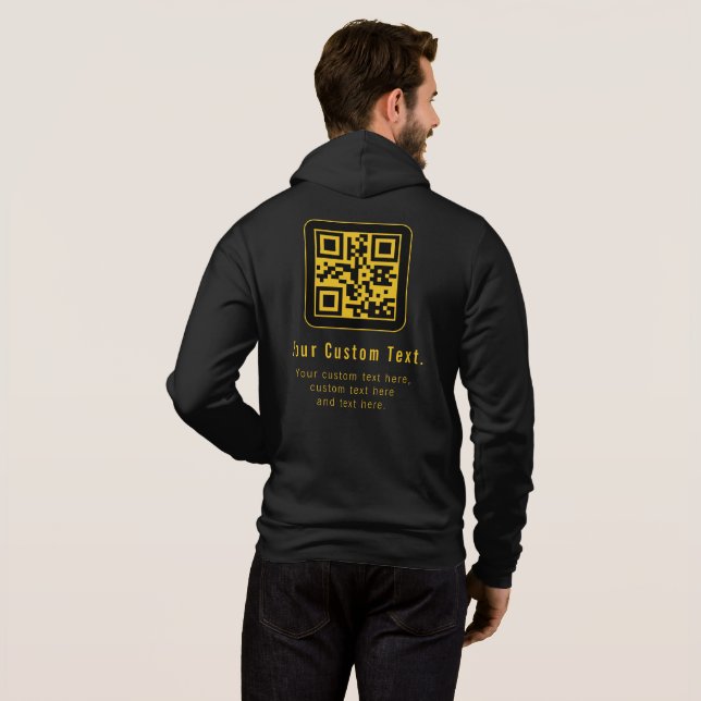 Bearbeitbarer QR-Code & Textvorlage | Schwarz & Go Hoodie (Schwarz voll)