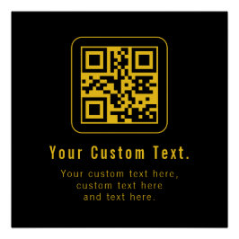 Bearbeitbarer QR-Code & Textvorlage | Schwarz & Go Poster