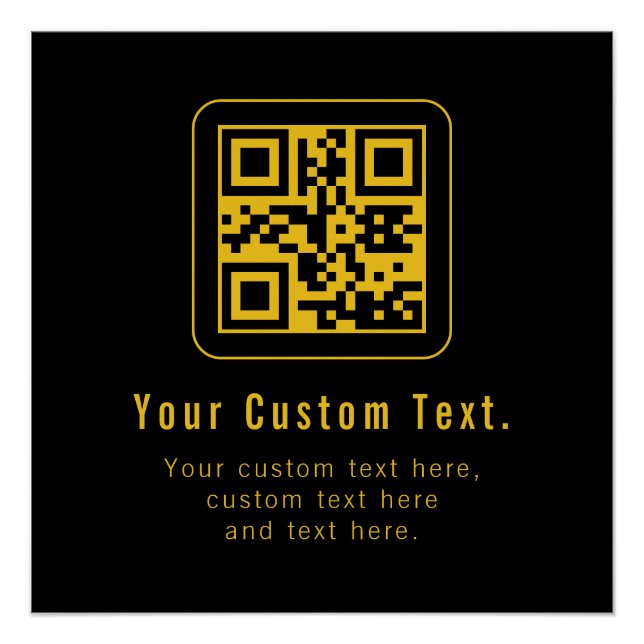 Bearbeitbarer QR-Code & Textvorlage | Schwarz & Go Poster (Vorderseite)